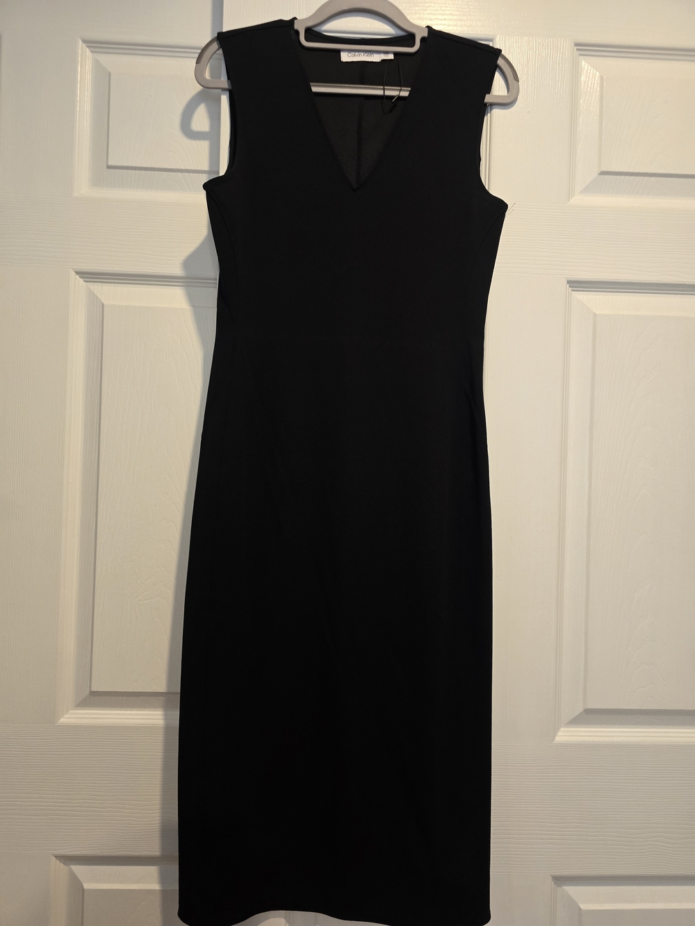 Calvin Klein Black Sleeveless V-Neck Midi Dress
